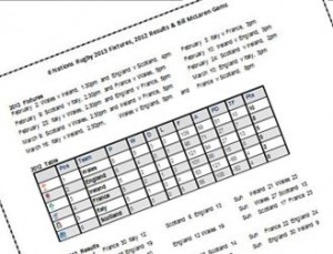 Excerpt form 2013 6 Nations Fixtures and 2012 Results - click link for full document