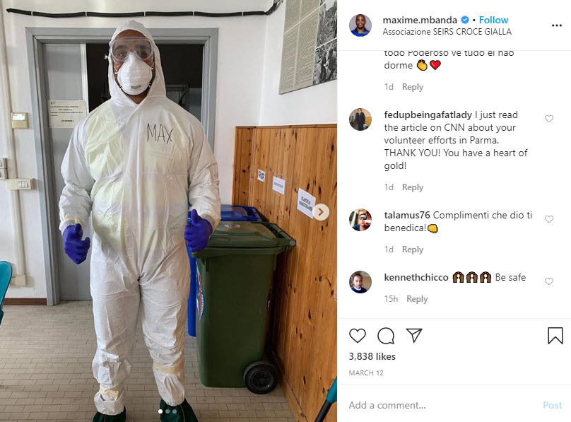 Maxine Mbanda in protective clothing