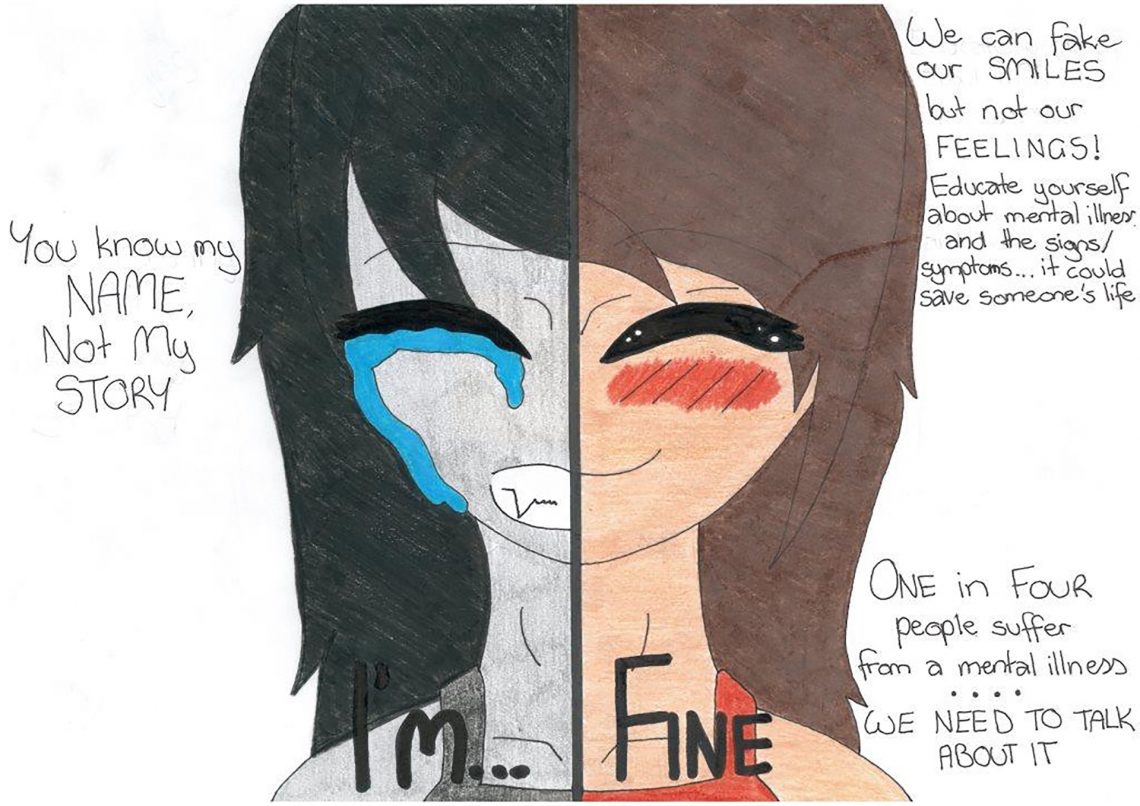 Mental Health Poster showing two sides of one person